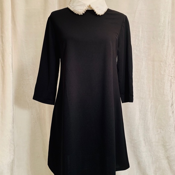 Pearl beaded collar black dress - Picture 2 of 4